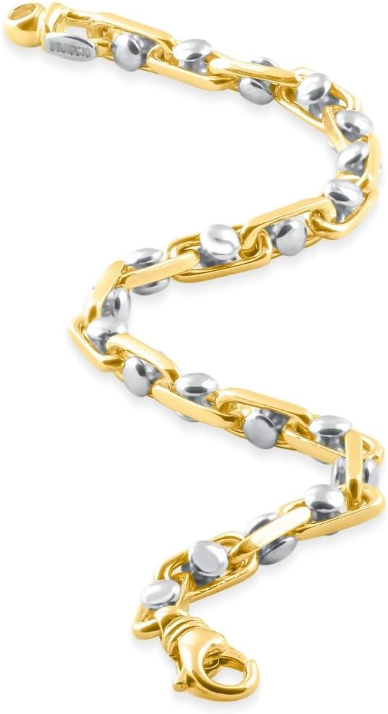 [14K], 33 Grams] Solid Yellow Gold  Designed Link 5.5Mm Heavy 8.5" Masculine Bracelet 