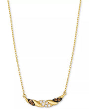 [14K, 1/5 Ct. T.W.] Gold Nude Diamond & Chocolate Diamond Swirl 19" Necklace