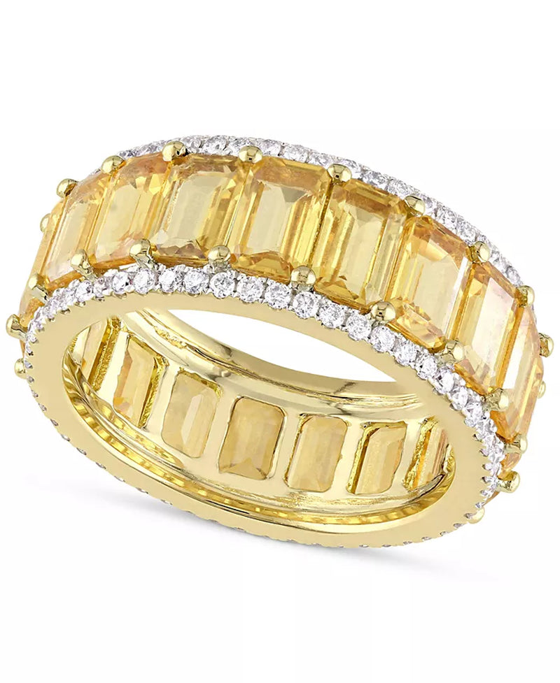 [14K] Gold Yellow Sapphire (9-3/8 Ct. T.W.) & Diamond (5/8 Ct. T.W.) Eternity Band