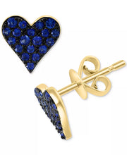 [14K, 1/3 Ct. T.W.] Gold EFFY® Sapphire or Ruby Pavé Heart Stud Earrings