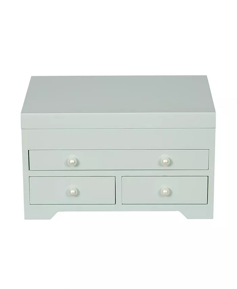 High Gloss Wooden Jewelry Box in Seafoam Finish