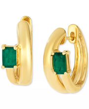 [14K, 1 Ct. T.W.] Honey Gold Emerald Hoop Earrings