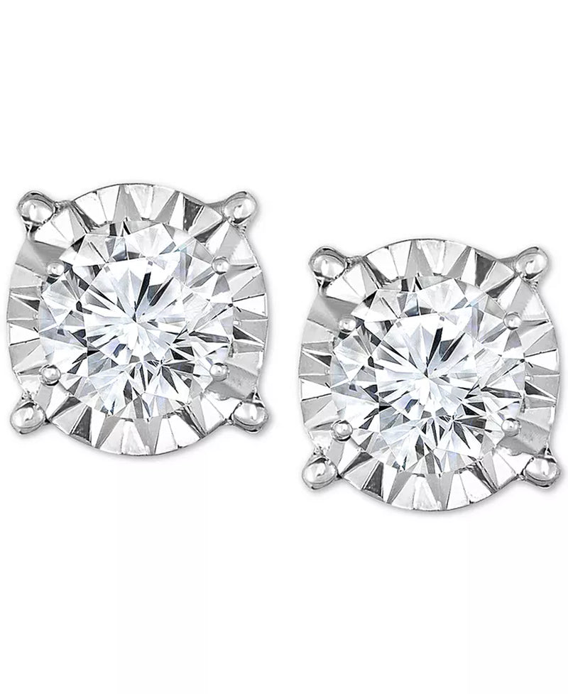 [14K, 2 Ct. T.W.] White, Yellow or Rose Gold Diamond Stud Earrings