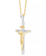 [10K, 1/3 Ct. T.W.] Gold Men's Lab Grown Diamond Crucifix 22" Pendant Necklace