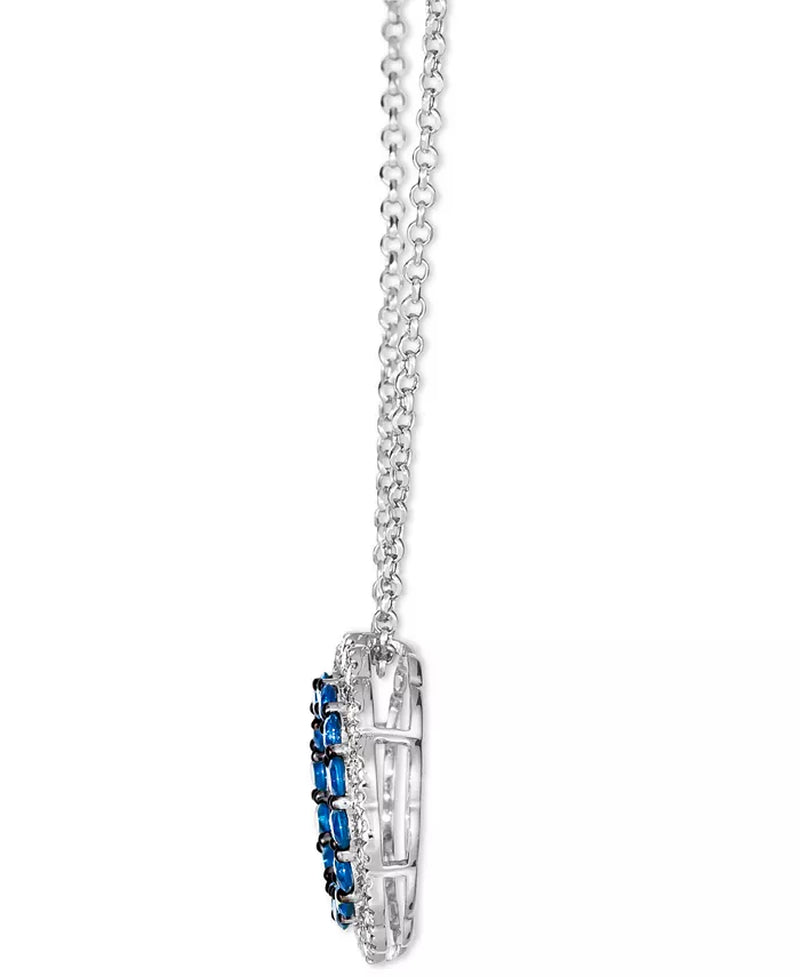 [14K] White Gold Blueberry Sapphire (7/8 Ct. T.W.) & Nude Diamond (1/3 Ct. T.W.) Circle 19" Pendant