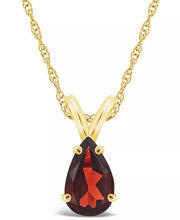 [14K, 1-1/5 Ct.T.W] Yellow Gold Garnet Pendant Necklace