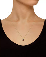 [14K, 1-1/5 Ct.T.W] Yellow Gold Garnet Pendant Necklace