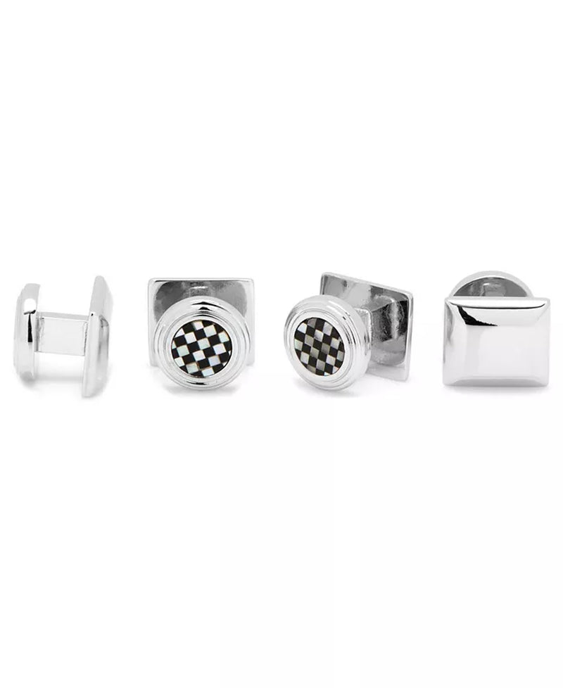 Onyx & Mother of Pearl Checker Cufflink Stud Set