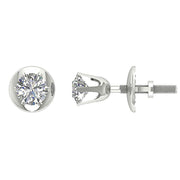 [14K, 0.30 Ct] Yellow Gold Solitaire Studs Earrings Natural Round Cut Diamond