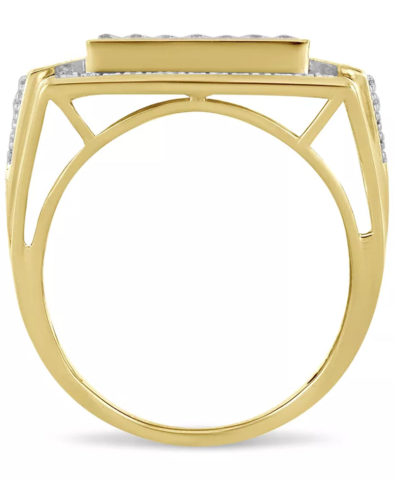 [10K, 1/2 Ct. T.W.] Yellow Gold Men's Diamond Statement Ring