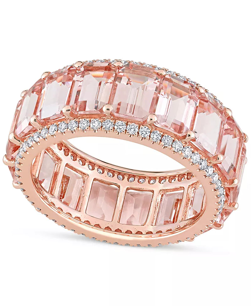 Morganite (8-3/4 Ct. T.W.) & Diamond (5/8 Ct. T.W.) Eternity Band in 14K Rose Gold