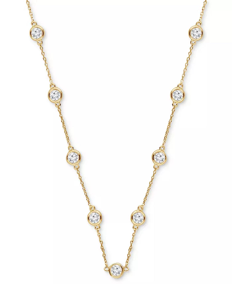 [14} Gold Lab Grown Diamond Statement Necklace (6 Ct. T.W.) in 14K White Gold or 14K Yellow Gold, 18" + 4" Extender