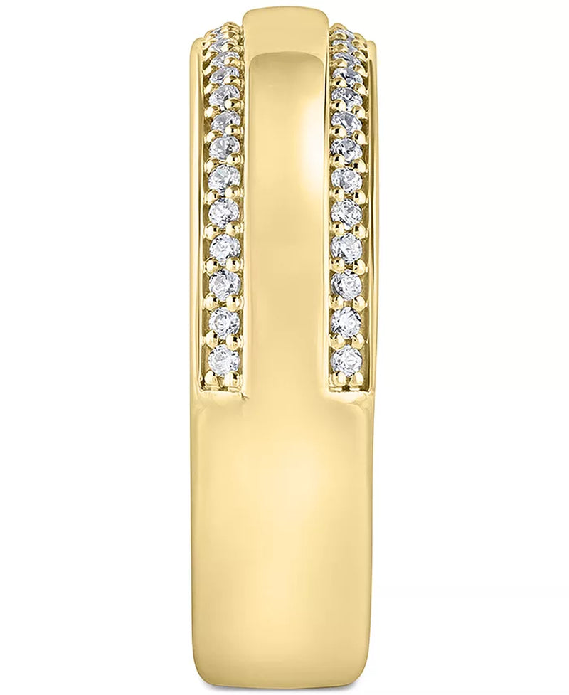 [10K, 1/3 Ct. T.W.] Gold Men's Diamond Double Row Band