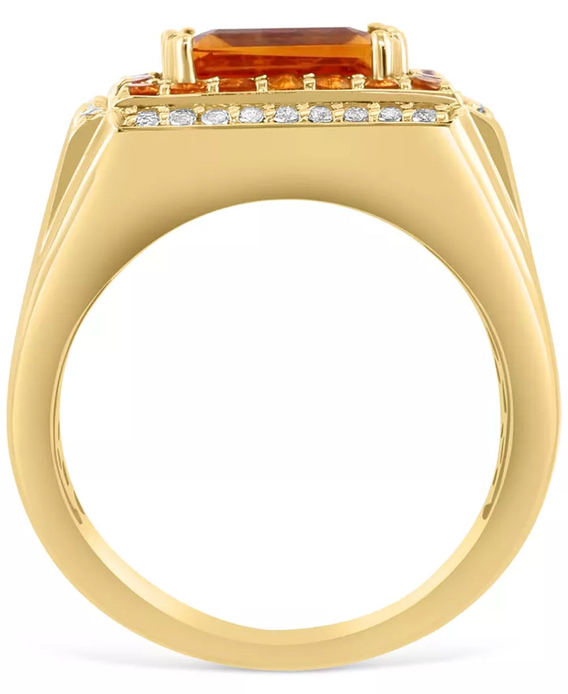 [3-1/2 Cttw] Gold-Plated Sterling Silver Citrine & White Topaz (1/10 Ct. T.W.) Ring