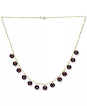 [14K] Gold Garnet Bead Dangle 18" Statement Necklace 