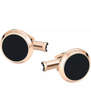 Meisterstã Red-Gold Stainless Steel and Onyx Inlay Cuff Links