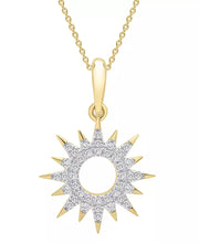 [14K, 1/10 Ct. T.W.] Gold & Round Diamond Sun Pendant Necklace