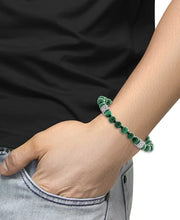 [8Mm] Sterling Silver Men's Malachite  Beaded Bracelet