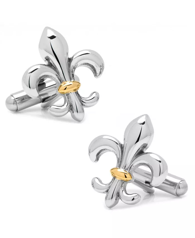 Two-Tone Stainless Steel Fleur De Lis Cufflinks