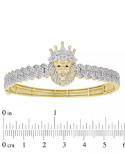 [10K, 1-1/2 Ct. T.W.] Gold Mens Diamond Lion King Bangle Bracelet