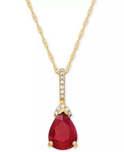 [14K, 1-1/3 Ct. T.W.] Gold Ruby & Diamond Accent 18" Pendant