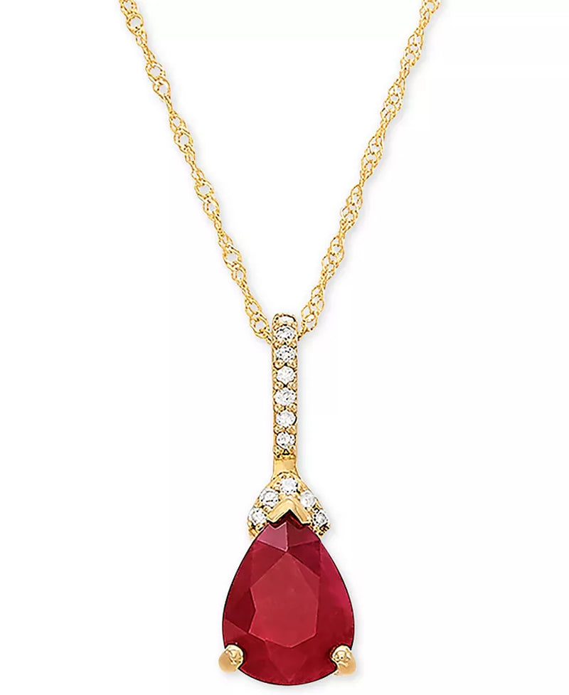 [14K, 1-1/3 Ct. T.W.] Gold Ruby & Diamond Accent 18" Pendant