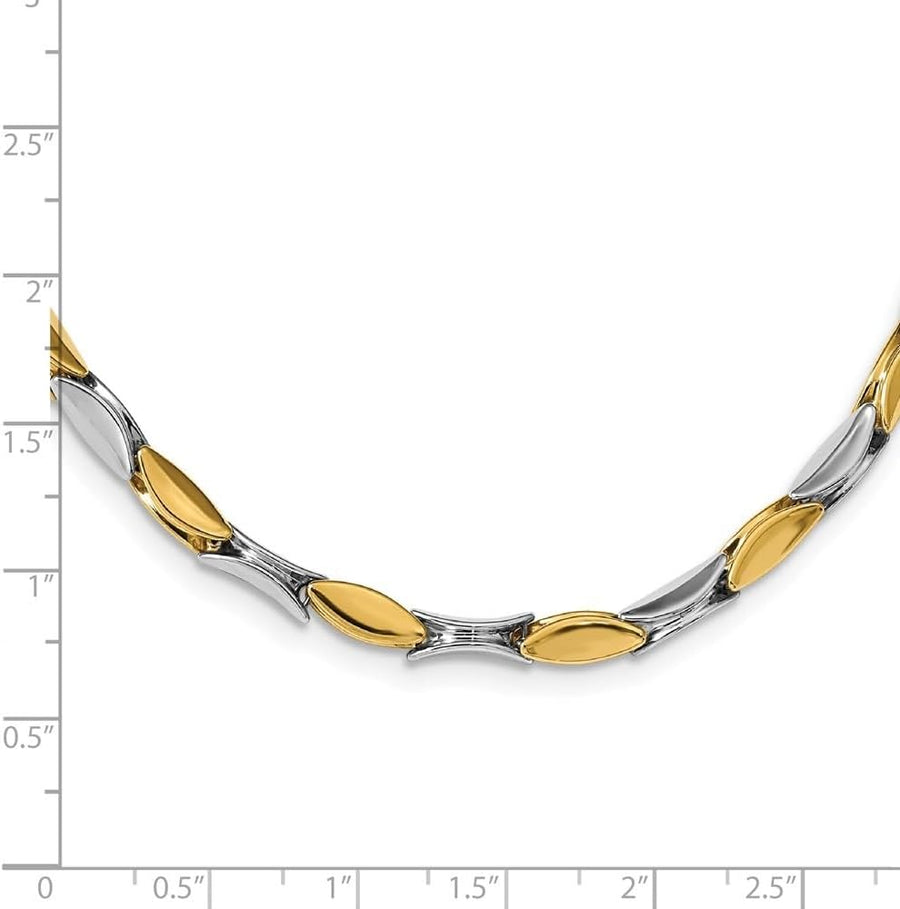 [14K] Gold Two-Tone Polished Fancy Link Necklace With Lobster Claw