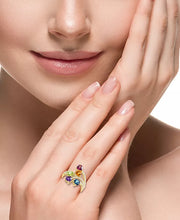 [14K] Gold  Multi Gemstone (2-1/3 Ct. T.W.) & Diamond (1/4 Ct. T.W.) Heart Statement Ring