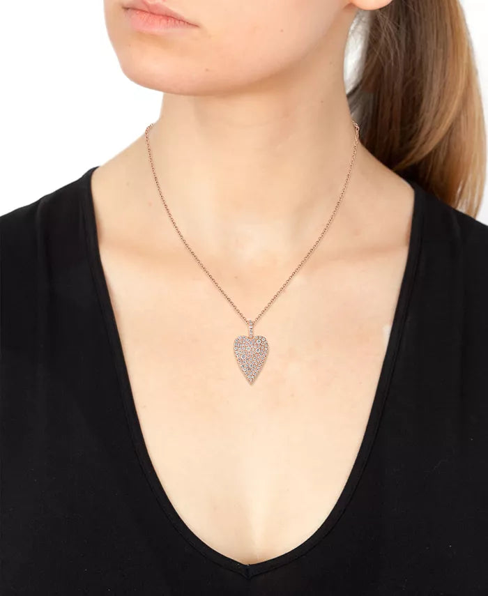 [14K, 5/8 Ct. T.W.]  Rose Gold Diamond Pavã© Heart 18" Pendant