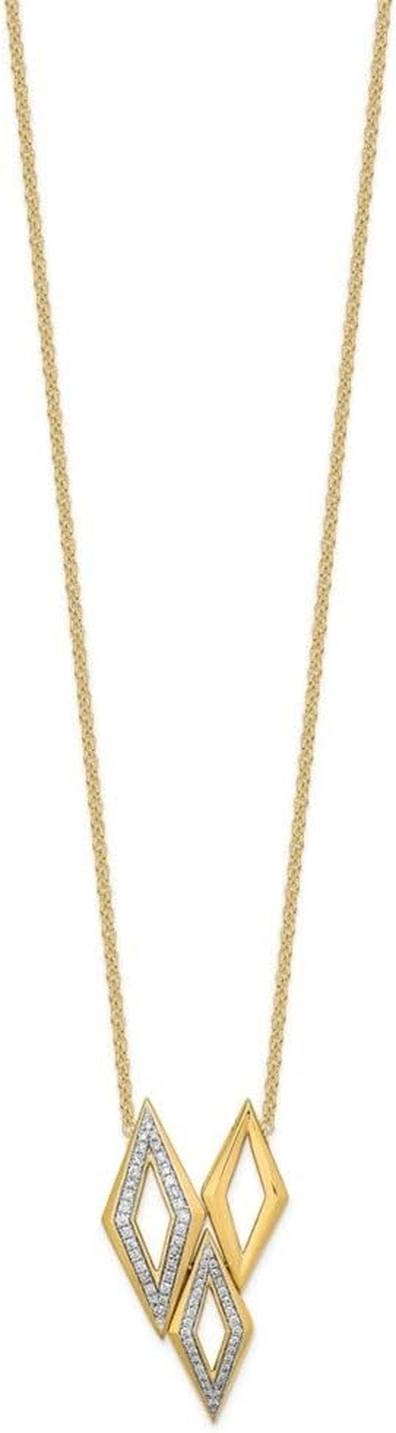 [14K, 0.32Ct] Yellow Gold Polished Fancy Diamond Necklace