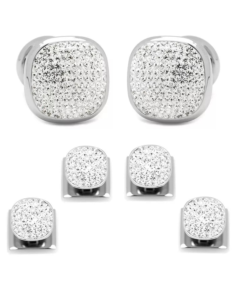 Mens Pave Preciosa Crystals Cufflink Stud Set