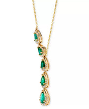 [14K] Gold Emerald (1-5/8 Ct. T.W.) & Diamond (1/3 Ct. T.W.) Lariat Necklace 