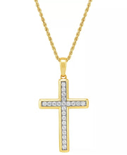 [10K. 1 Ct. T.W.] Gold & White Lab Grown Diamond Cross Pendant