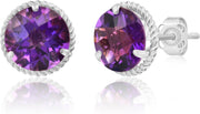 Roped Halo Gemstone round Stud Earrings