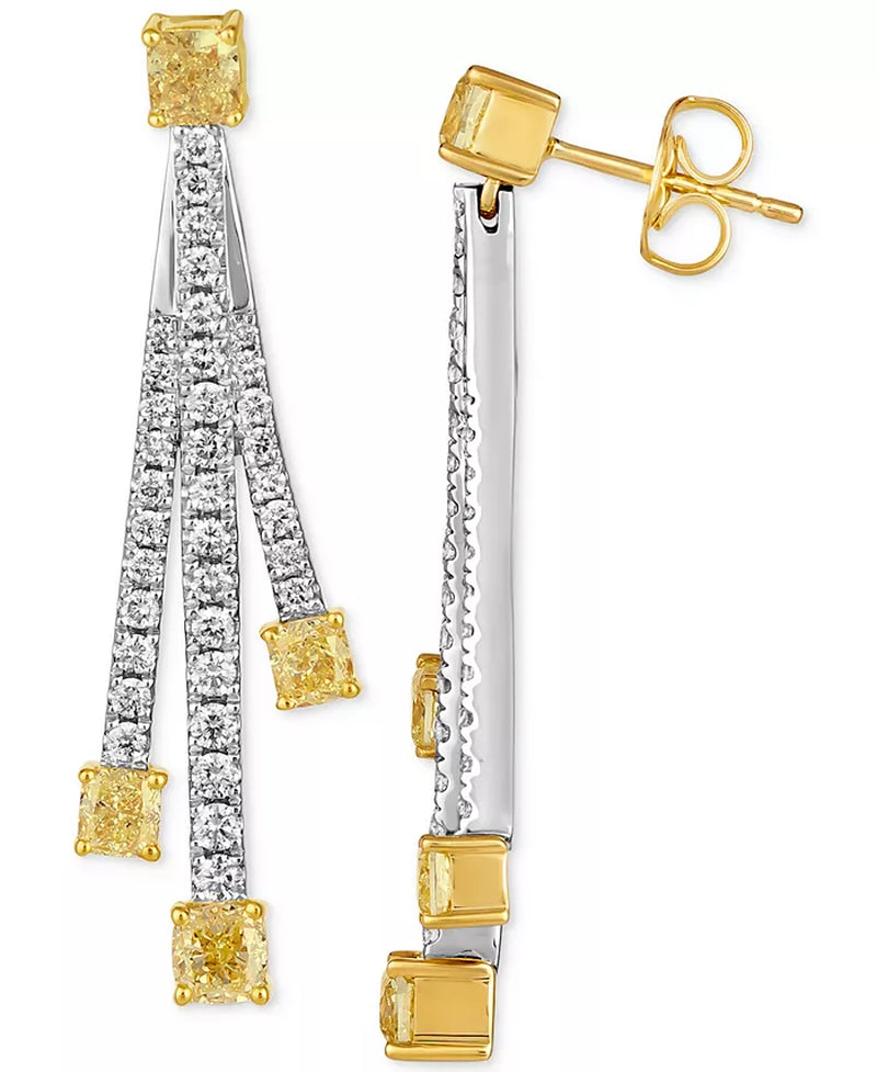 [14K] Gold Coutureâ® Sunny Yellow Diamond (1-1/2 Ct. T.W.) & Vanilla Diamond (5/8 Ct. T.W.) Drop Earrings