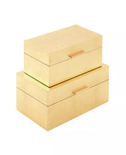 Cosmopolitan Set of 2 Gold Wood Glam Box, 11", 13"