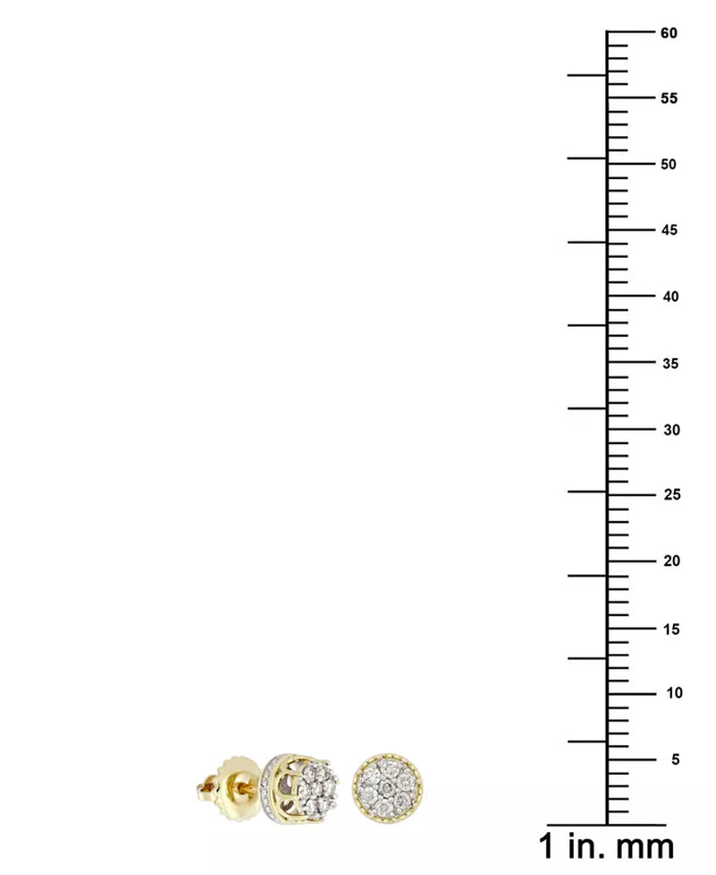 [10K, 1/6 Ct. T.W.] Gold Men's Diamond Cluster Stud Earrings