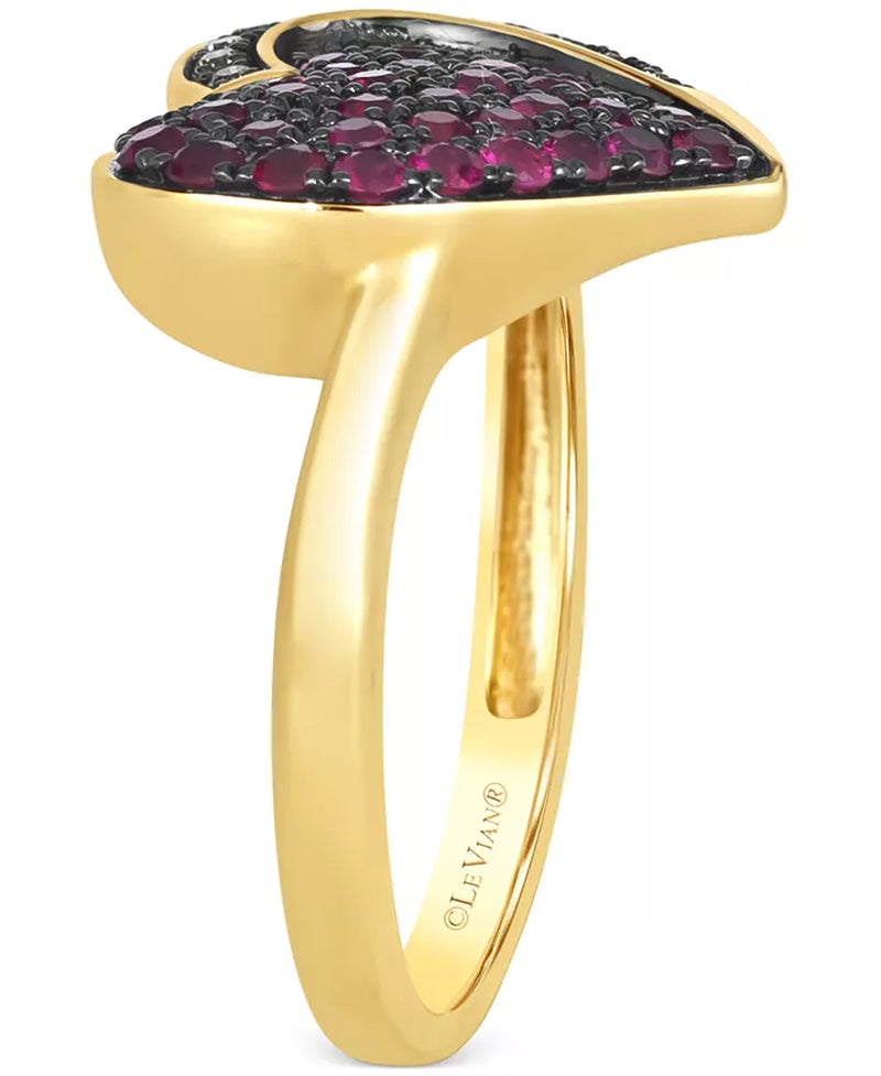 [14K] Gold GODIVA X â® Passion Ruby (3/4 Ct. T.W.) & Chocolate Diamond (1/10 Ct. T.W.) Heart Ring