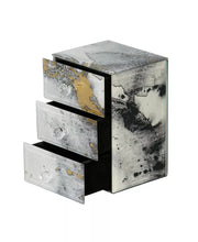 Maura Marbled Glass Jewelry Box with Gold Accents