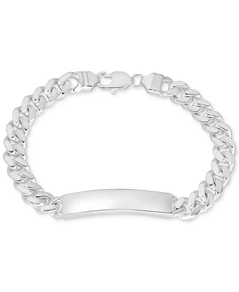 Men's Sterling Silver Cuban Chain ID Bracelet