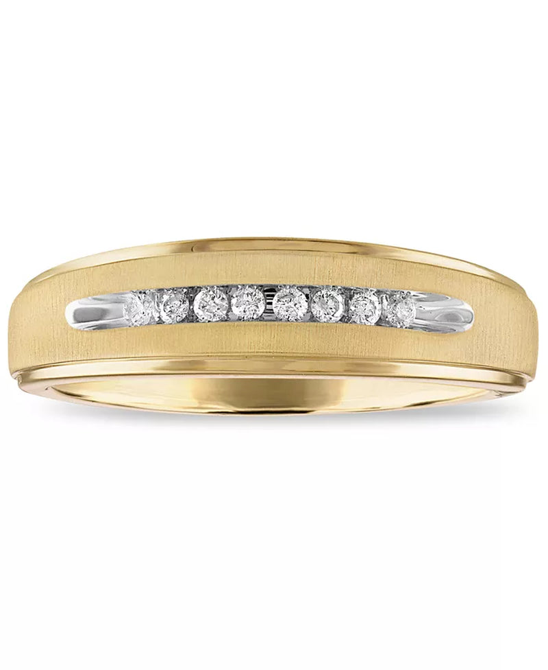 [10K, 1/10 Ct. T.W.] White Gold or Yellow Gold Men's Diamond Band