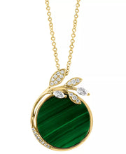 [14K, 1/4 Ct. T.W.] Gold  Malachite & Diamond Vine Pendant