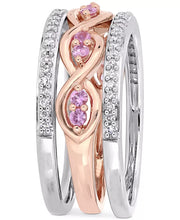 [14K] Rose & White Gold 3-Pc. Set Pink Sapphire (1/3 Ct. T.W.) & Diamond (1/4 Ct. T.W.) Bands