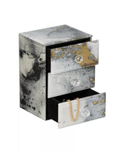 Maura Marbled Glass Jewelry Box with Gold Accents