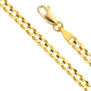 [14K, 3.5Mm] Solid Yellow Gold Solid Cuban Curb Chain Necklace with Lobster Claw Clasp