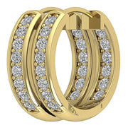 [14K, 0.30 Ct] Solid Gold Diamond Inout Side Hoop Earrings