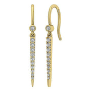 [14K, 0.30 Ct] White Gold Prong Bezel Chandelier Earrings With Round Diamonds