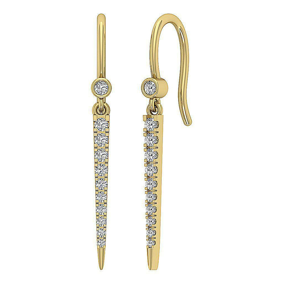 [14K, 0.30 Ct] White Gold Prong Bezel Chandelier Earrings With Round Diamonds