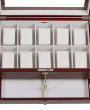 Classical Glass Top Wooden Watch & Jewelry Box