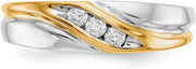 [14K, .15 Cttw.] Yellow & White Gold Two Tone Men's Diamond Ring Band